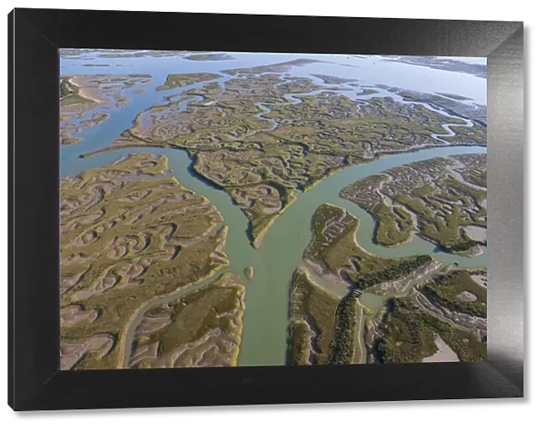Aerial view of marshland, Huelva Province, Spain