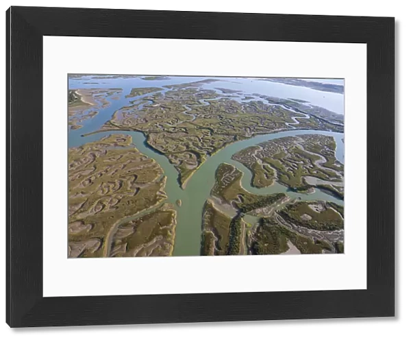 Aerial view of marshland, Huelva Province, Spain