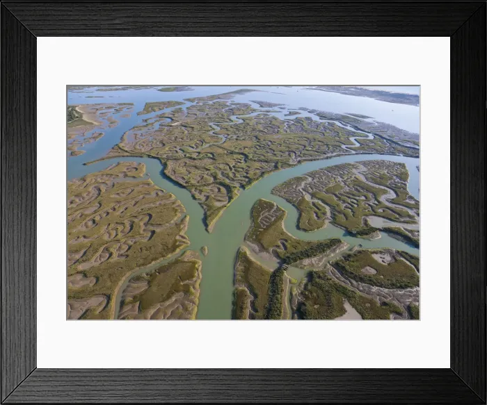 Framed Print : Aerial view of marshland, Huelva Province, Spain Framed Print : Aerial view of marshland, Huelva Province, Spain