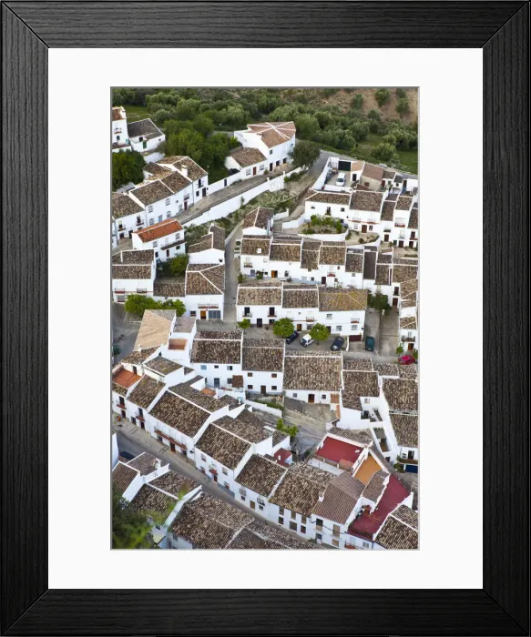 Framed Print : Elevated view over town houses from Moorish Castle, Zahara de la Sierra, Cadiz Province Framed Print : Elevated view over town houses from Moorish Castle, Zahara de la Sierra, Cadiz Province