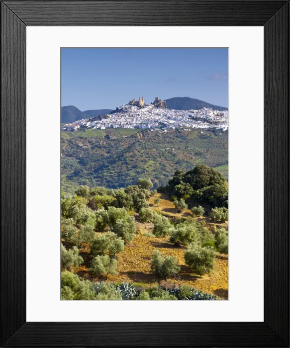 Framed Print : Elevated view towards the picture perfect hilltop town of Olvera, Olvera, Cadiz Province Framed Print : Elevated view towards the picture perfect hilltop town of Olvera, Olvera, Cadiz Province