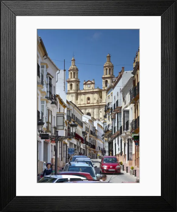 Framed Print : The Parish of Our Lady of the Incarnation framed by typical architecture, Olvera Framed Print : The Parish of Our Lady of the Incarnation framed by typical architecture, Olvera