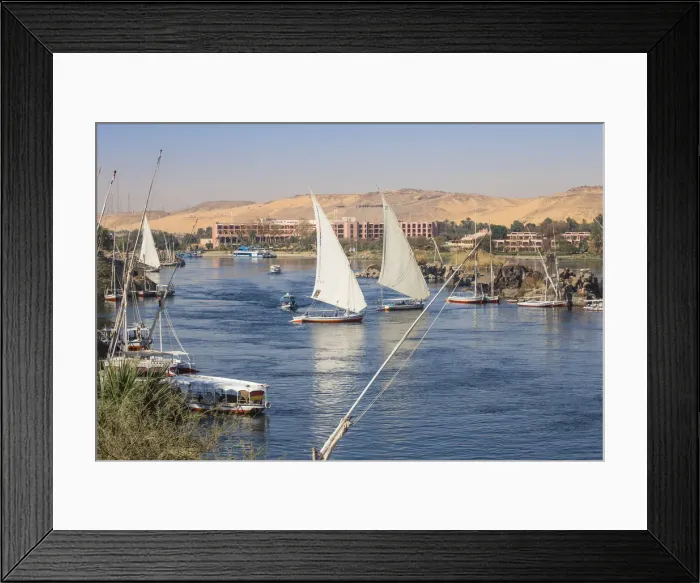 Framed Print : Egypt, Upper Egypt, Aswan, View of The Nile River looking towards Pyramisa Isis Island Framed Print : Egypt, Upper Egypt, Aswan, View of The Nile River looking towards Pyramisa Isis Island