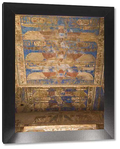 Egypt, Luxor, West Bank, The temple of Ramesses 111 at Medinet Habu, Ceiling of the