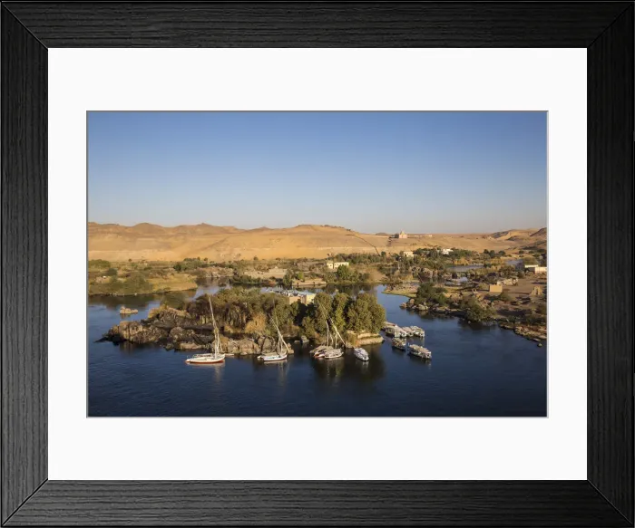 Framed Print : Egypt, Upper Egypt, Aswan, View of The River Nile, The Mausoleum of Aga Khan Khnum Framed Print : Egypt, Upper Egypt, Aswan, View of The River Nile, The Mausoleum of Aga Khan Khnum