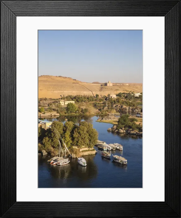Framed Print : Egypt, Upper Egypt, Aswan, View of The River Nile and The Mausoleum of Aga Khan Framed Print : Egypt, Upper Egypt, Aswan, View of The River Nile and The Mausoleum of Aga Khan