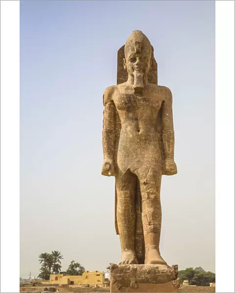 Egypt, Luxor, West Bank, The Colossi of Amenhotep 111 at the Northern Gate of the