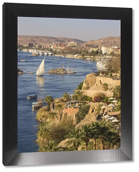 Egypt, Upper Egypt, Aswan, View of Sofitel Legend Old Cataract hotel situated on the