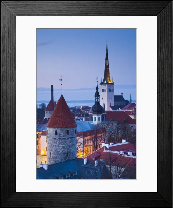 Framed Print : Estonia, Tallinn, Troompea area, Old Town view from Troopea, dusk Framed Print : Estonia, Tallinn, Troompea area, Old Town view from Troopea, dusk