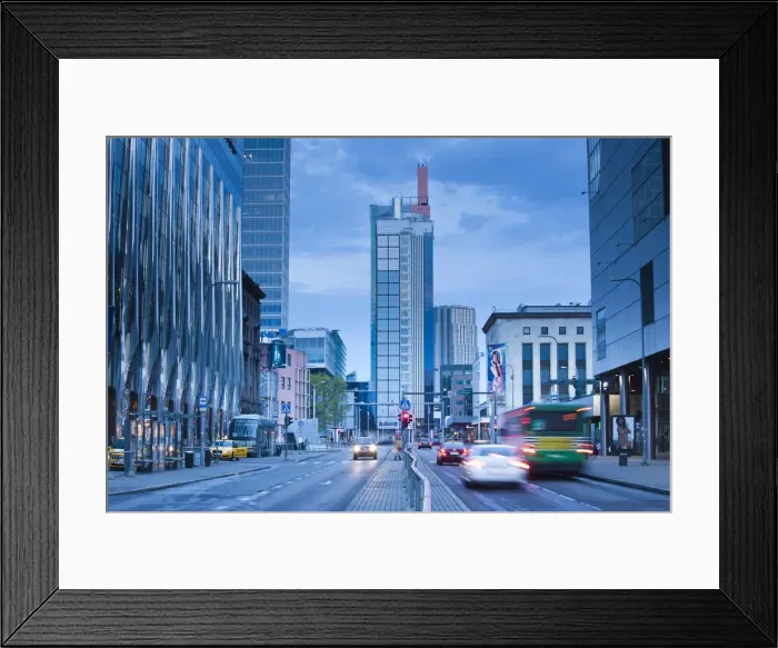 Framed Print : Estonia, Tallinn, New Town, high rise buildings on Laikma Street