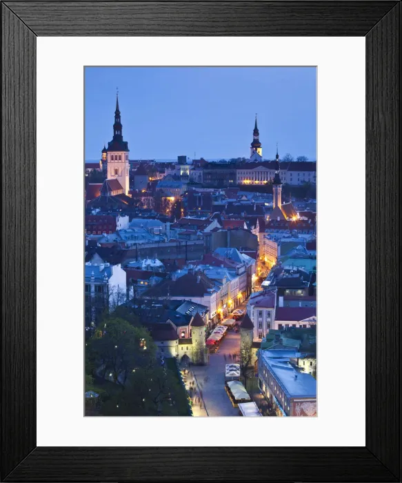 Framed Print : Estonia, Tallinn, Old Town, elevated view over Viru Street, dusk Framed Print : Estonia, Tallinn, Old Town, elevated view over Viru Street, dusk