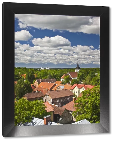 Estonia, Southwestern Estonia, Viljandi, elevated town view from Old Water Tower