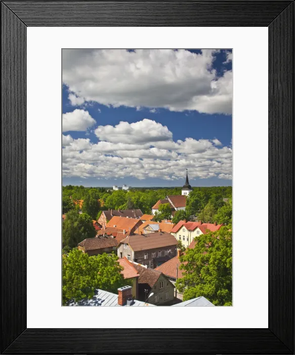Framed Print : Estonia, Southwestern Estonia, Viljandi, elevated town view from Old Water Tower