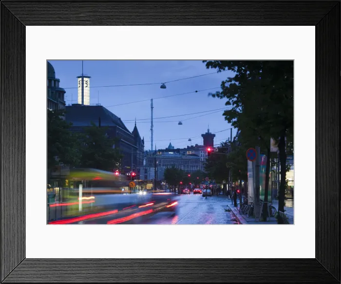Framed Print : Finland, Helsinki, evening traffic on Mannerheimintie Street Framed Print : Finland, Helsinki, evening traffic on Mannerheimintie Street