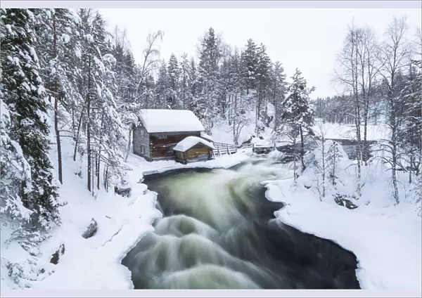 Myllykoski rapids and old mill in Juuma, Oulankajoki National Park, Kuusamo, Finland