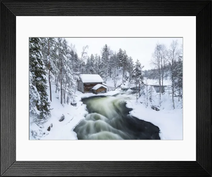 Framed Print : Myllykoski rapids and old mill in Juuma, Oulankajoki National Park, Kuusamo, Finland
