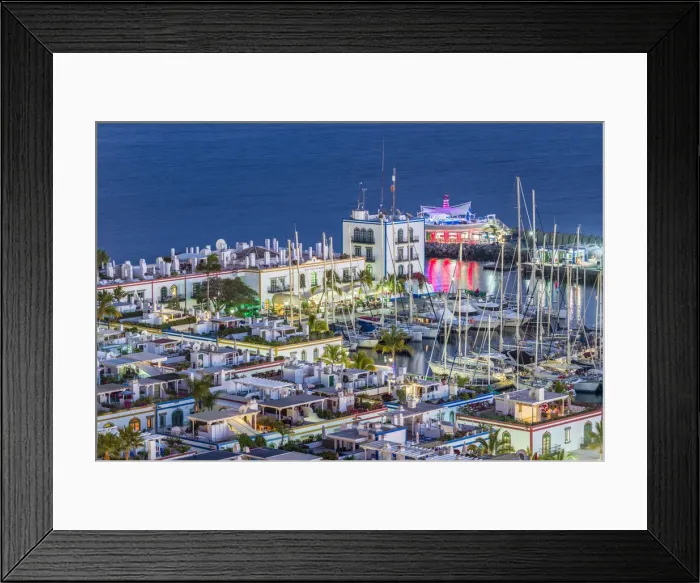 Framed Print : Spain, Canary Islands, Gran Canaria Island, Puerto de Mogan, the marina, high angle view