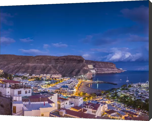 Spain, Canary Islands, Gran Canaria Island, Puerto de Mogan, high angle view of marina