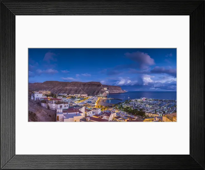 Framed Print : Spain, Canary Islands, Gran Canaria Island, Puerto de Mogan, high angle view of marina