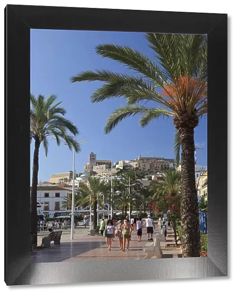 Spain, Balearic Islands, Ibiza, Ibiza old town (UNESCO site), Dalt Vila, and harbour
