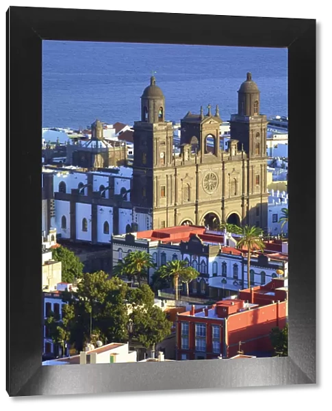 Elevated view of Santa Ana Cathedral, Vegueta Old Town, Las Palmas de Gran Canaria