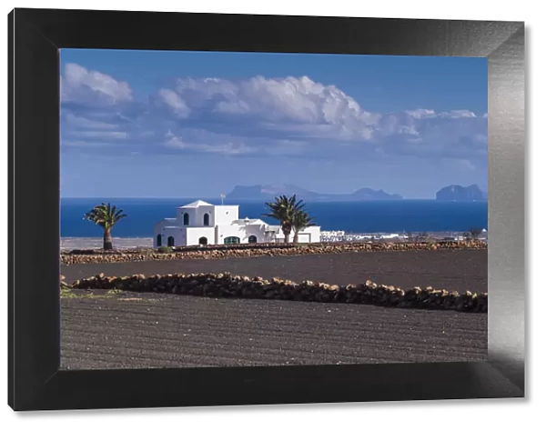 Spain, Canary Islands, Lanzarote, Tinejo, house built on volcanic soil