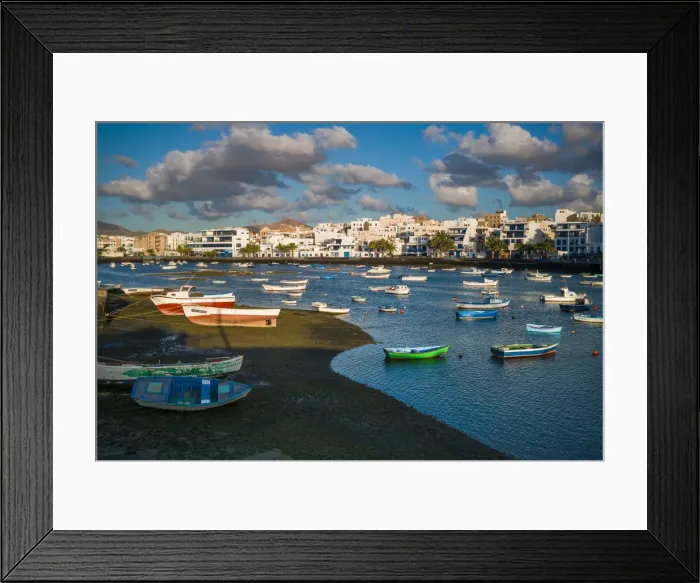 Framed Print : Spain, Canary Islands, Lanzarote, Arecife, Charco de San Gines, fishing boats, sunset Framed Print : Spain, Canary Islands, Lanzarote, Arecife, Charco de San Gines, fishing boats, sunset