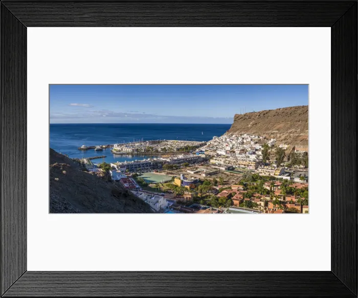 Framed Print : Spain, Canary Islands, Gran Canaria Island, Puerto de Mogan, beach resort town high Framed Print : Spain, Canary Islands, Gran Canaria Island, Puerto de Mogan, beach resort town high