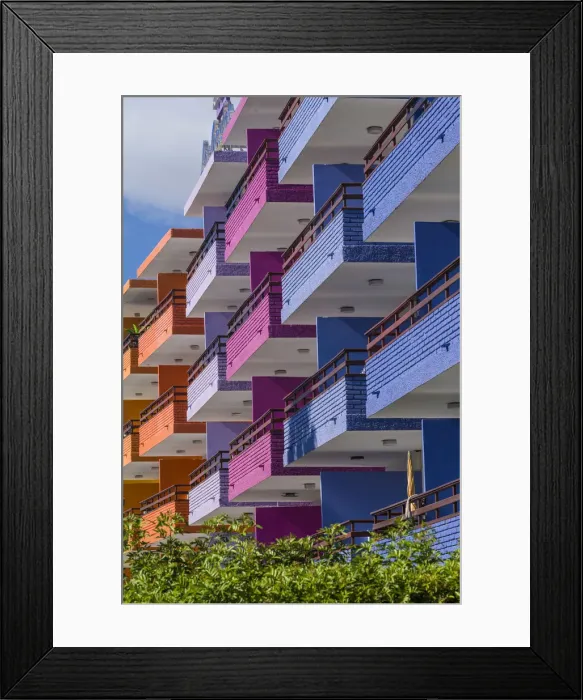 Framed Print : Spain, Canary Islands, Gran Canaria Island, Playa del Ingles, colorful balconies Framed Print : Spain, Canary Islands, Gran Canaria Island, Playa del Ingles, colorful balconies