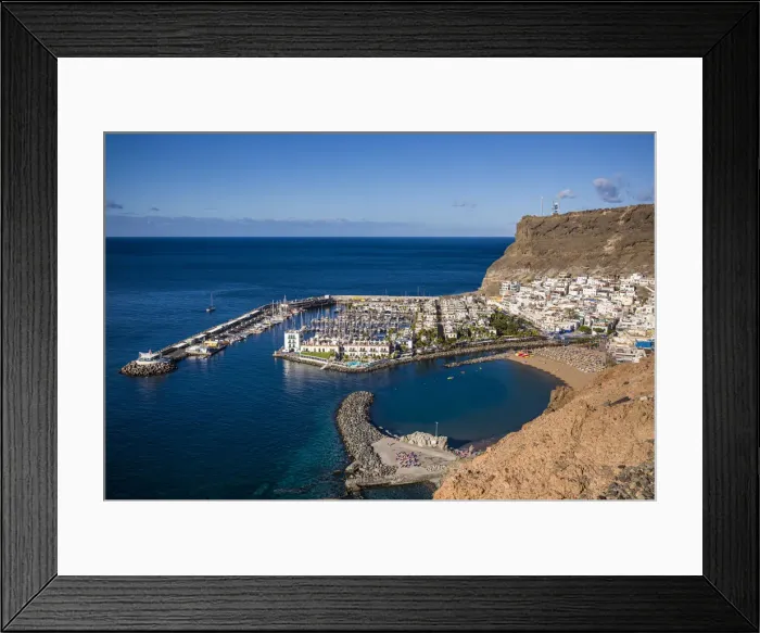 Framed Print : Spain, Canary Islands, Gran Canaria Island, Puerto de Mogan, marina view with Hotel Framed Print : Spain, Canary Islands, Gran Canaria Island, Puerto de Mogan, marina view with Hotel