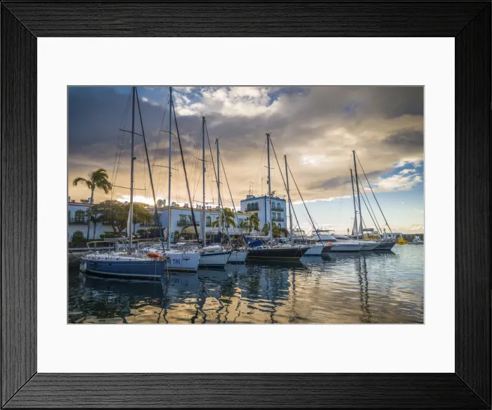 Framed Print : Spain, Canary Islands, Gran Canaria Island, Puerto de Mogan, resort marina, dawn Framed Print : Spain, Canary Islands, Gran Canaria Island, Puerto de Mogan, resort marina, dawn