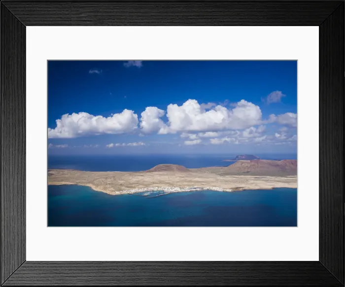 Framed Print : Spain, Canary Islands, Lanzarote, Ye, elevated view over Isla Graciosa island Framed Print : Spain, Canary Islands, Lanzarote, Ye, elevated view over Isla Graciosa island
