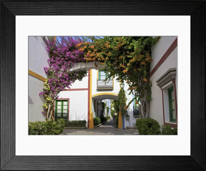 Framed Print : Typically Spanish Houses, Puerto de Morgan, Gran Canaria, Canary Islands, Spain, Atlantic Framed Print : Typically Spanish Houses, Puerto de Morgan, Gran Canaria, Canary Islands, Spain, Atlantic