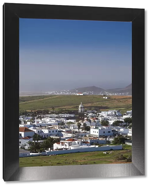 Spain, Canary Islands, Lanzarote, Teguise, elevated town view