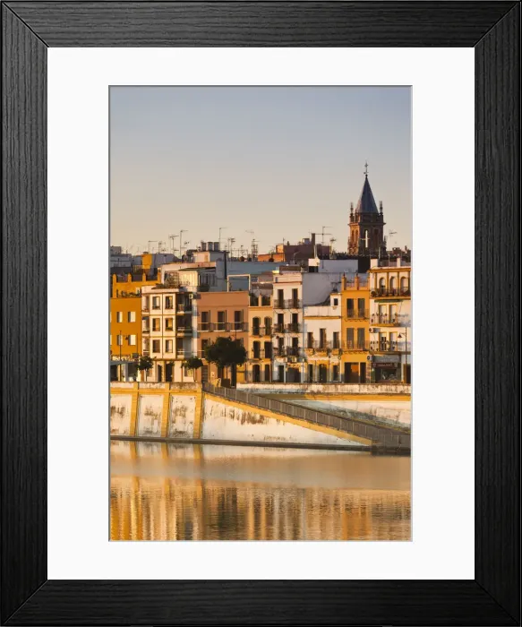 Framed Print : Spain, Andalucia Region, Seville Province, Seville, Waterfront view along the Rio Framed Print : Spain, Andalucia Region, Seville Province, Seville, Waterfront view along the Rio