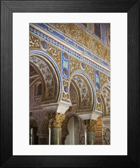 Framed Print : Spain, Andalucia Region, Seville Province, Seville, The Alcazar, Moorish arches Framed Print : Spain, Andalucia Region, Seville Province, Seville, The Alcazar, Moorish arches