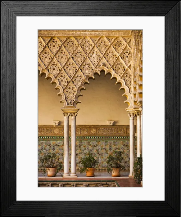 Framed Print : Spain, Andalucia Region, Seville Province, Seville, The Alcazar, Moorish arches Framed Print : Spain, Andalucia Region, Seville Province, Seville, The Alcazar, Moorish arches