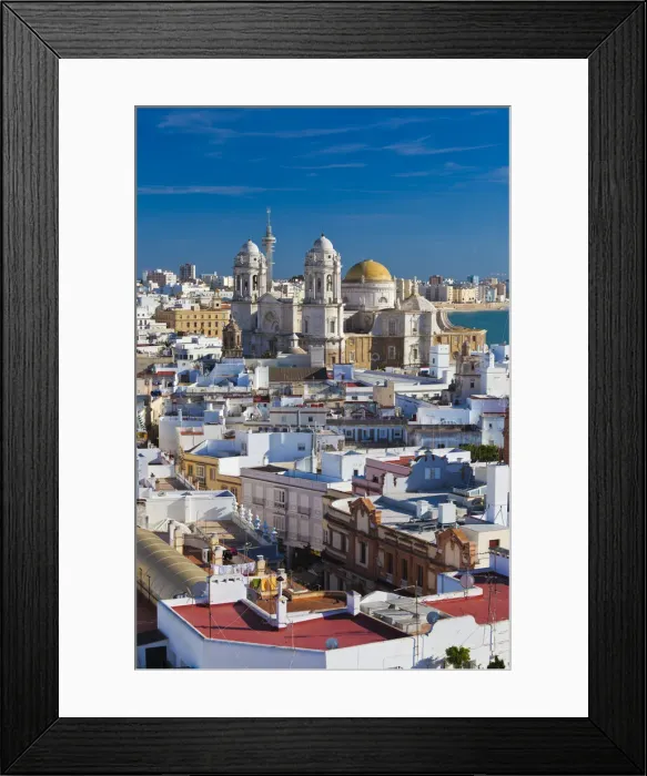 Framed Print : Spain, Andalucia Region, Cadiz Province, Cadiz, elevated city view with the Cathedral Framed Print : Spain, Andalucia Region, Cadiz Province, Cadiz, elevated city view with the Cathedral