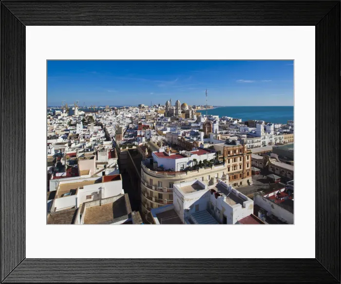 Framed Print : Spain, Andalucia Region, Cadiz Province, Cadiz, elevated city view with the Cathedral Framed Print : Spain, Andalucia Region, Cadiz Province, Cadiz, elevated city view with the Cathedral