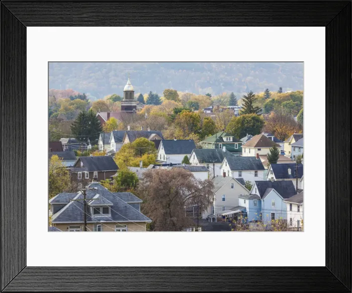 Framed Print : USA, New York, Finger Lakes Region, Binghampton, elevated view, autumn Framed Print : USA, New York, Finger Lakes Region, Binghampton, elevated view, autumn