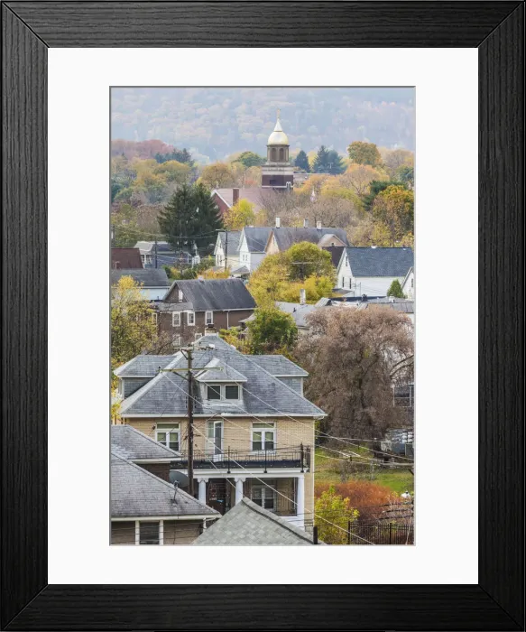 Framed Print : USA, New York, Finger Lakes Region, Binghampton, elevated view, autumn Framed Print : USA, New York, Finger Lakes Region, Binghampton, elevated view, autumn