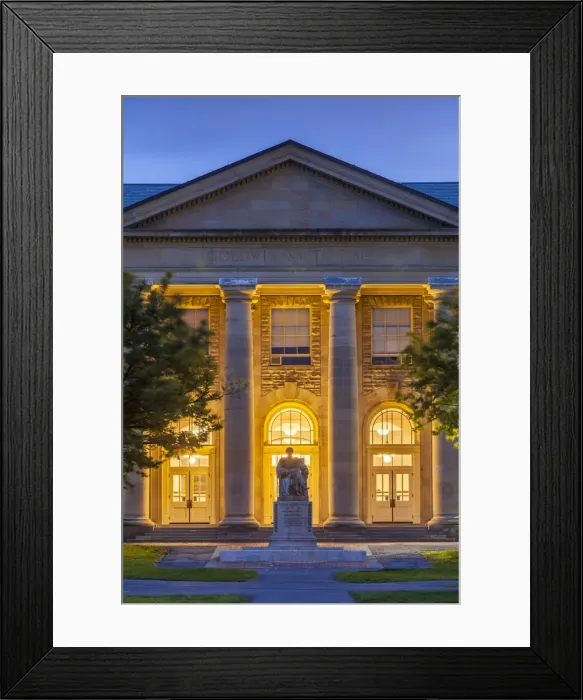 Framed Print : USA, New York, Finger Lakes Region, Ithaca, Cornell University, Goldwin Smith Hall, dusk