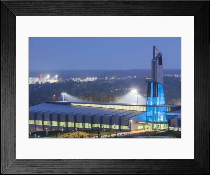 Framed Print : USA, New York, Finger Lakes Region, Ithaca, Ithaca College Athletics Center, dawn Framed Print : USA, New York, Finger Lakes Region, Ithaca, Ithaca College Athletics Center, dawn