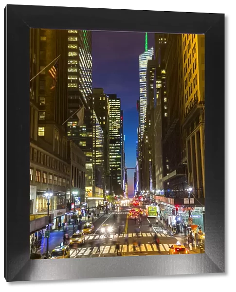 42nd Street at dusk, central Manhattan, New York, USA