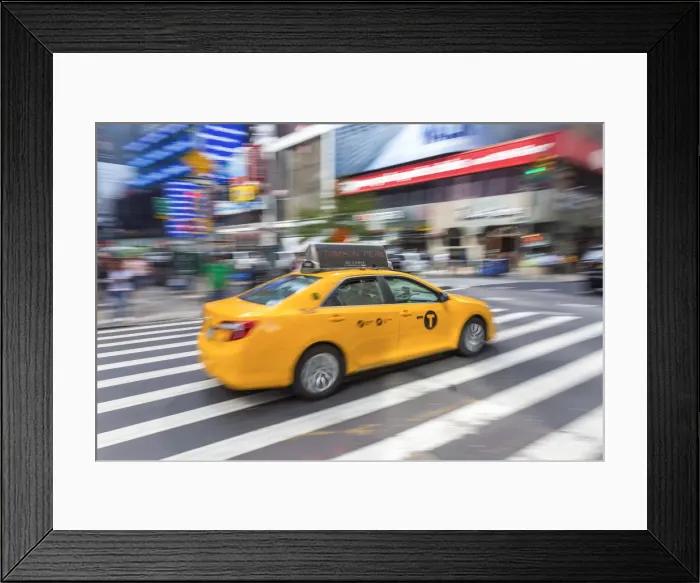 Framed Print : Yellow taxi, central Manhattan, New York, USA Framed Print : Yellow taxi, central Manhattan, New York, USA