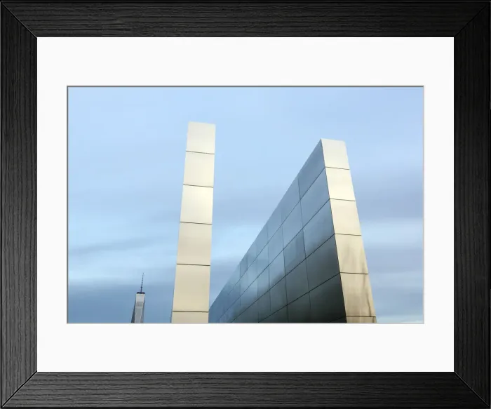Framed Print : The Empty Sky Memorial to 9  /  11 victims in Liberty State Park, NJ with One World Trade