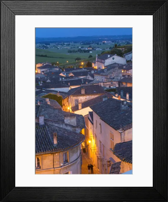 Framed Print : View over St. Emilion at dusk, Gironde, Aquitaine, France