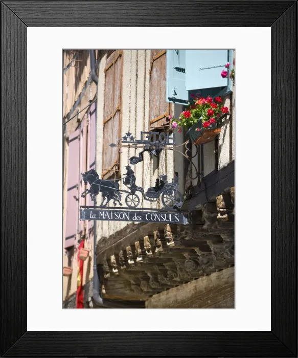 Framed Print : Hotel Sign & Half Timbered Houses, Mirepoix, Ariege, Midi-Pyrenees, France Framed Print : Hotel Sign & Half Timbered Houses, Mirepoix, Ariege, Midi-Pyrenees, France