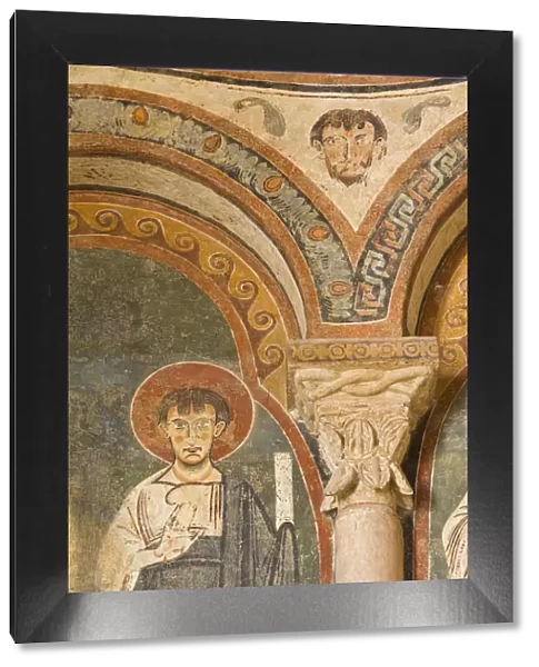 Romanesque Frescos, Cathedral St-Lizier, St-Lizier, Ariege, Midi Pyrenees, France