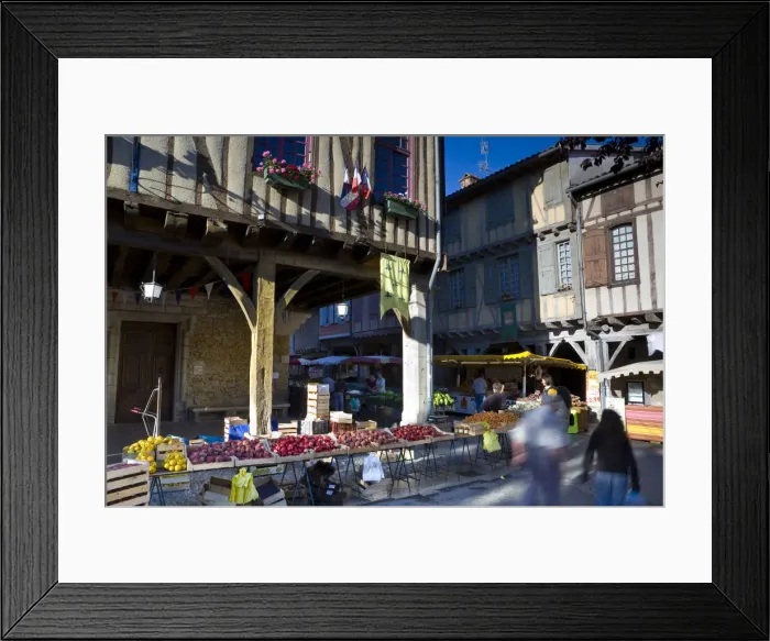Framed Print : Market Day, Mirepoix, Ariege, Midi-Pyrenees, France
